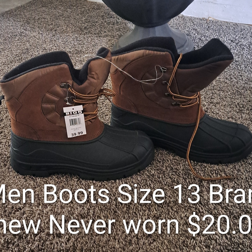 Men's Brown and Black Insulated Winter Boots